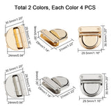 Alloy Bag Twist Lock Accessories, Handbags Turn Lock, Platinum & Golden, 118x72x35mm, Lock: 8sets/box
