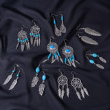 DIY Earring Making, with Tibetan Style Alloy Feather Pendants, Synthetic Turquoise Beads, Brass Earring Hook, Iron Eye Pin, Jump Rings, Mixed Color, 11x7x3cm