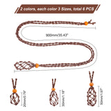 2sets 2 Colors Adjustable Braided Waxed Cord Macrame Pouch Necklace Making, Interchangeable Stone, with Wood Beads, Mixed Color, 90cm, 3pcs/set, 1sets/color