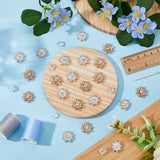 40Pcs 2 Colors Alloy Cabochons, with Rhinestone, Flower, Mixed Color, 16.5~17x4mm, 20pcs/color