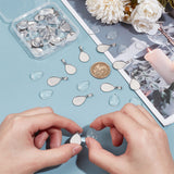 DIY Blank Teardrop Pendant Making Kit, Including 304 Stainless Steel Pendant Cabochon Settings, Glass Cabochons, Stainless Steel Color, 60Pcs/box
