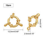 304 Stainless Steel Spring Ring Clasps, Ring, Real 24K Gold Plated, 12.5x4mm, Hole: 2.5mm, 12pcs