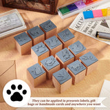 Wooden Stamps with Rubber, for DIY Craft Card Scrapbooking Supplies, Paw Print, 25~25.5x25~25.5x32mm