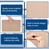 Portable Clay Wedging Board with Built-in Handle, MDF Wood Mud Mat for Clay Ceramic Crafts, Tan, 250x400x12mm