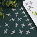 40Pcs Alloy Pendants, with Crystal Rhinestone and Colorful Enamel, Cross with Evil Eye, Platinum, 21x15x2mm, Hole: 1.8mm