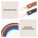 8Pcs 8 Colors PU Leather Bag Strap, with Alloy Swivel Clasps, Flat, Bag Replacement Accessories, Mixed Color, 37x1.85x0.3cm, 1pc/color