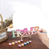 Laser Cut Unfinished Basswood Wall Decoration, for Kids Painting Craft, Home Decoration, Word HOME with Paw Print, Word, 8x30x0.5cm