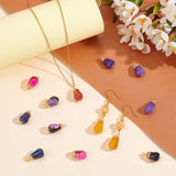 20Pcs 5 Colors Natural Crackle Agate Pendants, Dyed & Heated, Teardrop Charms, with Golden Tone Copper Wire Wrapped, Mixed Color, 20~22x10mm, Hole: 3mm, 4pcs/color