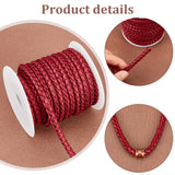 10M Round Imitation Leather Braided Cords, Dark Red, 5.5mm, about 10.94 Yards(10m)/Roll
