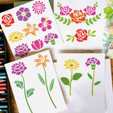 3Pcs 3 Styles PET Hollow Out Drawing Painting Stencils, for DIY Scrapbook, Photo Album, Flower, 200x200mm, 1pc/style