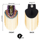 2Pcs Fashionable Tassel Epaulettes, Detachable Rivet Shoulder Badge, with Iron Chains & Pin, Plastic, Cloth Findings, Colorful, 200x100x45mm