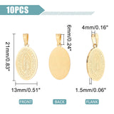 10Pcs Fashionable 304 Stainless Steel Lady of Guadalupe Pendants, Flat Oval with Virgin Mary/Our Lady of Guadalupe, Golden, 21x13x1.5mm, Hole: 4x6mm