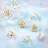 24Pcs Resin Pendants, with Golden Iron Findings, 3D Umbrella with Heart, White, 19x22x22mm, Hole: 2mm