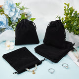 20Pcs Rectangle Velvet Drawstring Pouches, Candy Gift Bags Christmas Party Wedding Favors Bags, Black, 12x10cm