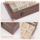 24-Slot Rectangle Wood Grain Imitation Leather Pendant Necklace Jewelry Storage Presentation Boxes, with Clear Glass Window and Velvet Inside, Coconut Brown, 34.6x23.9x5cm