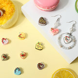 24Pcs 12 Styles Opaque Resin Imitation Food Pendants, Heart Shaped Cake Charm with Cherry, with Platinum Tone Iron Loops, Mixed Color, 15.5~18x15.5~18x8~9mm, Hole: 1.8~2mm, 2pcs/style