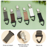6Pcs 6 Colors Polyester Band Hat Clips, with Iron Clip & Plastic Clasp, for Travel Bag Backpack, Mixed Color, 127x25x1mm, 1pc/color