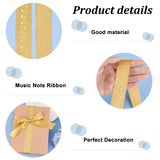 Single Face Hot Stamping Polyester Satin Ribbon, Musical Note Pattern, for Party Decoration, Gold, 1 inch(25mm)