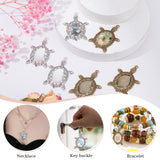 20Pcs 2 Colors Turtle Alloy Pendant Cabochons Settings, with 20Pcs Transparent Glass Cabochons, for 40Pcs DIY Pendant Making Kits, Antique Bronze & Antique Silver, 54x38.5x3mm, Hole: 2mm