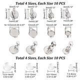 DIY Earring Making, with Transparent Glass Cabochons and 304 Stainless Steel Clip-on Earring Findings, Stainless Steel Color, 8mm/10mm/12mm/14mm, 40pcs/box