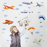 PVC Wall Stickers, for Wall Decoration, Airplane Pattern, 290x980mm