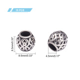 316 Stainless Steel European Beads, Large Hole Beads, Barrel, Antique Silver, 8.5x8.5mm, Hole: 4.5mm, 10pcs/box