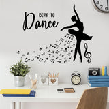 PVC Wall Stickers, for Home Living Room Bedroom Decoration, Black, Dancer Pattern, 720x330mm