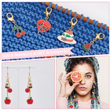Red Series Stitch Markers, Alloy Enamel Crochet Lobster Clasp Charms, Locking Stitch Marker with Wine Glass Charm Ring, Star/Watermelon Slice/Apple, Mixed Color, 2.6~3.8cm, 12 style, 1pc/style, 12pcs/set