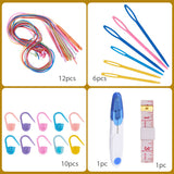 Sewing Tools, with ABS Plastic Crochet Hooks, Markers Holder, Plastic Knitting Needles, Sewing Scissors and Soft Tape Measure, Mixed Color