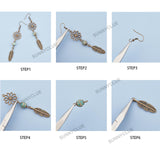 DIY Woven Net Earring Making Kits, Including Alloy Findings, Gemstone Beads, Glass Seed Beads, Brass Earring Hooks, Antique Bronze, 34x28x2mm, Hole: 2mm, 6pcs