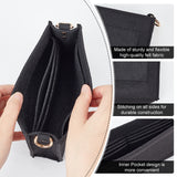 2Pcs 2 Style Wool Felt Bag Organizer Inserts, with Alloy D-rings and Iron Findings, for Envolope Bag Accessories, Rectangle, Black, 17~23x12~15.5x4.6~4.8cm, Hole: 16x13.5mm, 1pc/style