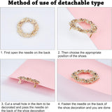 4Pcs 2 Style Alloy Shoes Buckle Clips, with Crystal Rhinestone, Purse Hardware Accessoriess, Square & Round, Light Gold, 55x48.5x10.5mm, 2pcs/style