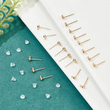 Brass Ball Ear Stud Findings, with Loop, Long-Lasting Plated, Real 18K Gold Plated, 13mm, Hole: 1mm, Pin: 0.7mm, 60pcs/set