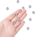 304 Stainless Steel Rhinestone Bead Spacers, Flat Round, Crystal, 8x4mm, Hole: 2mm, about 20pcs/bag, Packing Size: 74x105mm