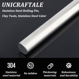 304 Stainless Steel Rolling Pin, Clay Tools, Stainless Steel Color, 20x2.5cm