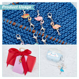 Flamingo Stitch Markers, Alloy Enamel Crochet Lobster Clasp Charms, Locking Stitch Marker with Wine Glass Charm Ring, Mixed Color, 4.7cm, 12 colors, 1pc/color, 12pcs/set