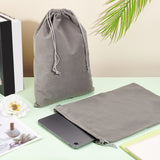 Velvet Cloth Drawstring Pouches, Jewelry Bags, Rectangle, Slate Gray, 34.8x24.6cm