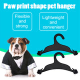 Plastic Pet Clothes Hanger, Dog Paw Print Anti-slip Hook Small Pet Apparel Hanger, Black, 127x225x3.5mm