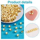 150Pcs Brass Beads, Long-Lasting Plated, Cube, Real 18K Gold Plated, 5x5x5mm, Hole: 3mm