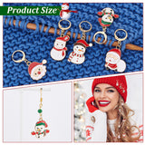Christmas Theme Alloy Enamel Santa Claus/Snowman Charm Locking Stitch Markers, Golden Tone 304 Stainless Steel Clasp Stitch Marker, Mixed Color, 3.7~4.6cm, 12pcs/set
