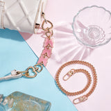 1Pc Curb Chain Bag Handle, and 1Pc Butterfly Alloy Enamel Bag Strap Extender, with Swivel Clasps, for Bag Straps Replacement Accessories, Pink, 16cm & 40.5cm