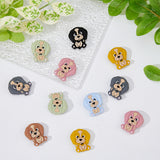 14Pcs 7 Colors Silicone Focal Beads, Baby Chew Teething Beads, Dog, Mixed Color, 28x25x9mm, Hole: 2mm, 2pcs/color