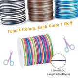 4 Rolls 4 Colors Gradient Color Polyester Chinese Knotting Cord, DIY Material for Jewelry Making, with Spool, Round, Mixed Color, 1.5mm, about 49.21 Yards(45m)/roll, 1 roll/color