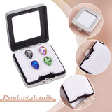 Rectangle Iron Loose Diamond Display Boxes, Small Jewelry Storage Case with Sponge, Platinum, 6.05x5.5x1.65cm