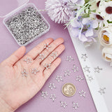 200Pcs 304 Stainless Steel Charms, Star, Stainless Steel Color, 14.5x12.5x0.7mm, Hole: 1.4mm