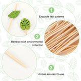 200Pcs 2 Style Leaf Food Grade Bamboo Picks, for Fruits, Appetizers & Cocktail, Green, 121~128x16~18.5x4.5mm, 100pcs/style
