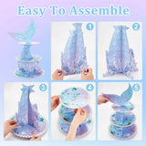 3-Tier Paper Cake Display Stand, Birthday Wedding Party Favor, Mermaid, Colorful, Finish Product: 300x300mm