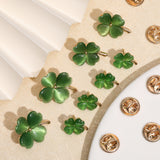 12Pcs 3 Size Green Resin Clover Lapel Pin Brooch, Alloy Badge for Backpack Clothes, Light Gold, 14~24x11.5~19x3.5~4.5mm, Pin: 1mm