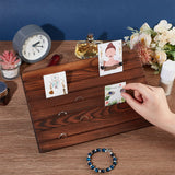 7-Slot Wooden Place Card Display Stands, for Postcards, Earring Display Cards Holder, Dyed & Heated, Rectangle, Sienna, 29x19x2cm, about 3pcs/set