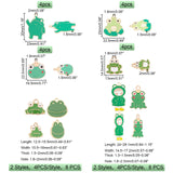 32Pcs 8 Style Alloy Enamel Pendants, Frog, Light Gold, Lime Green, 4pcs/style